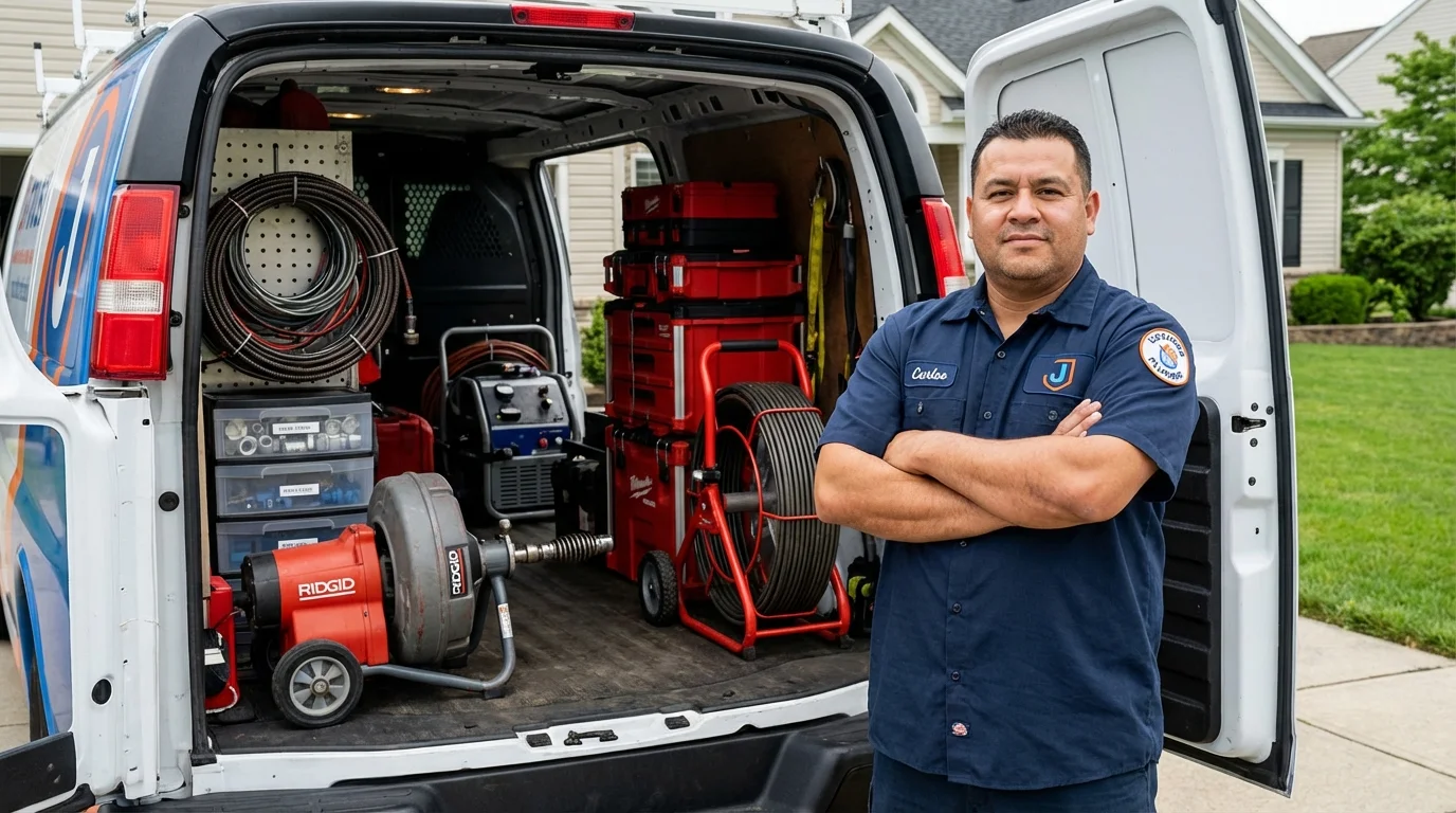 Professional drain cleaning equipment and Johns Plumbing LLC plumber in Opp