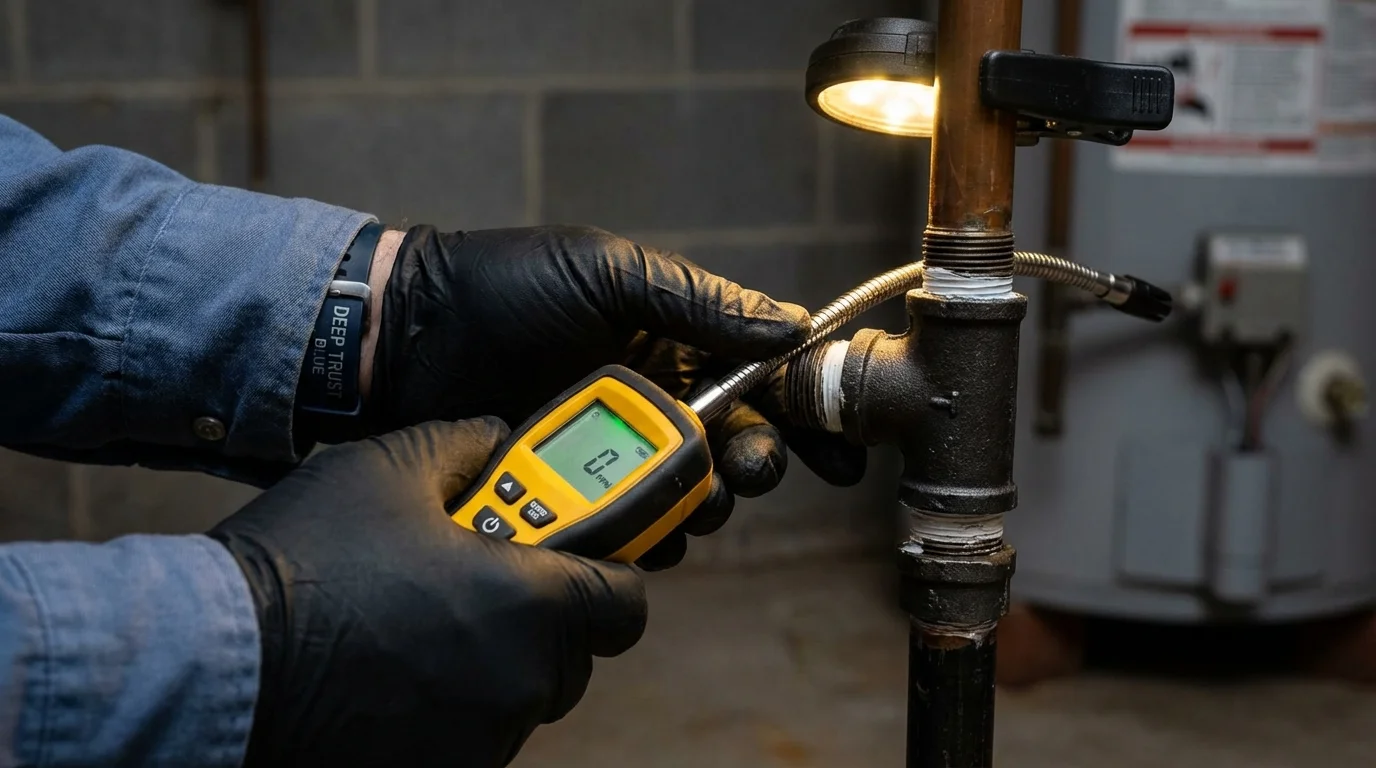 Gas leak detection with electronic sniffer by Johns Plumbing LLC in Opp