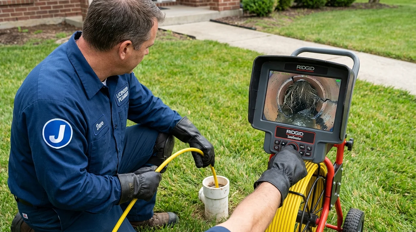 Sewer camera inspection being performed by Johns Plumbing LLC in Opp